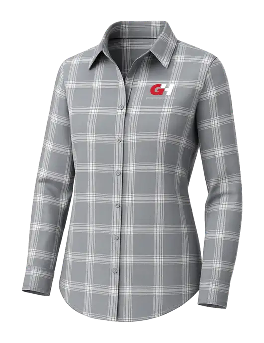 Womens Medium Grey/Cream Open Plaid Flannel Tunic w/G&H Logo