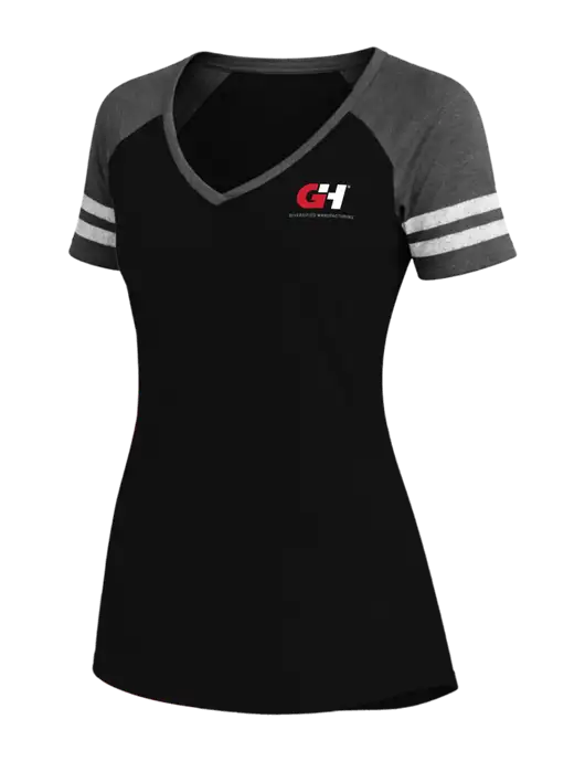 Womens Black/Charcoal Heather V-Neck Game Tee w/G&H Logo