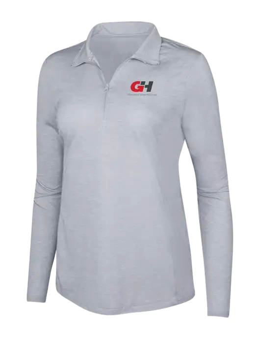 Light Grey Heather Womens Posicharge Tri-Blend Wicking 1/4 Zip Pullover w/G&H Logo