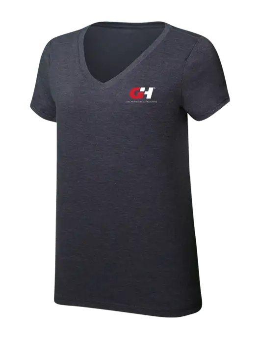 Womens Simply Soft V-Neck Heather Charcoal 4.5oz  Poly/Combed Ring Spun Cotton T-Shirt w/G&H Logo