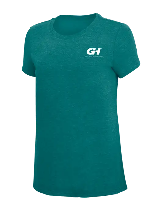 Womens Simply Soft Heathered Dark Teal 4.5oz  Poly/Combed Ring Spun Cotton T-Shirt w/G&H Logo