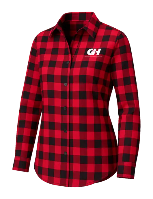 Womens Red/Black Buffalo Check Plaid Flannel Tunic w/G&H Logo