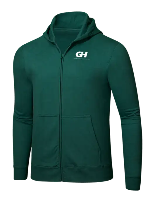 Forest Green 8.5 oz Ring Spun Zip Hooded Sweatshirt w/G&H Logo