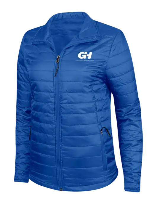 Dark Royal Blue Womens Puffy Packable Jacket w/G&H Logo