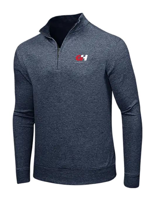Estate Blue Heather/Charcoal Heather Interlock 1/4 Zip w/G&H Logo