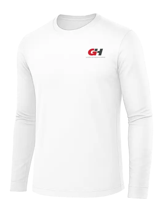 Long Sleeve White PosiCharge Competitor Tee w/G&H Logo