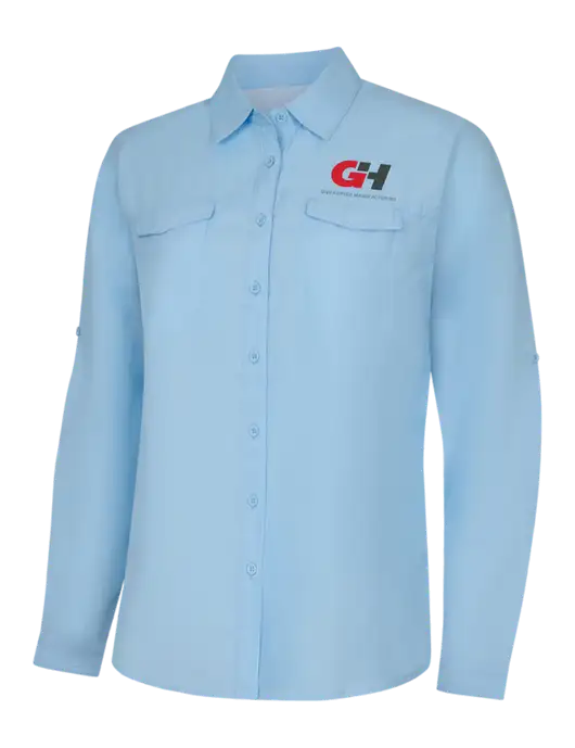 Womens Light Blue Long Sleeve UV Daybreak Shirt w/G&H Logo