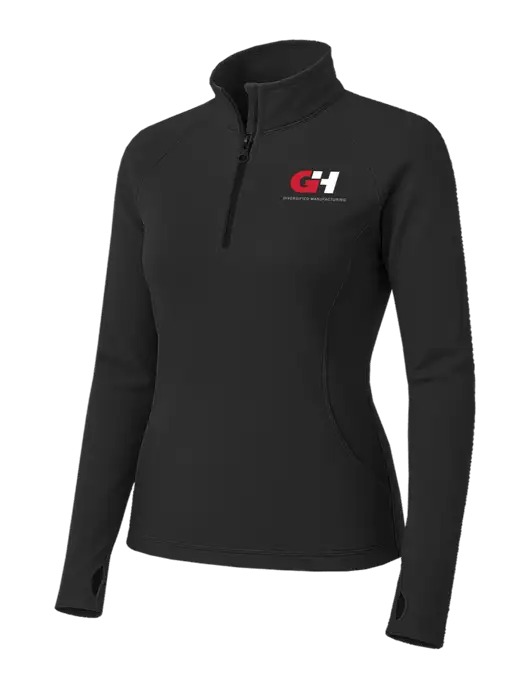 Charcoal Grey Womens Sport Wick Stretch 1/4 Zip Pullover w/G&H Logo