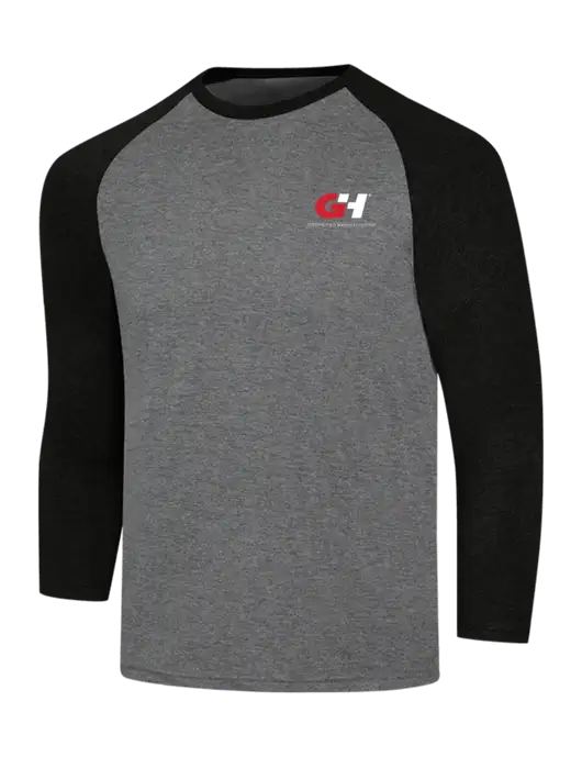 Simply Soft 3/4 Sleeve Black Frost/Grey Frost Ring Spun Cotton T-Shirt w/G&H Logo