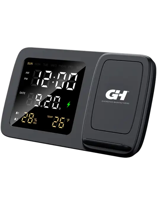 Dock It Wireless Charger, Digital Alarm Clock,  Temperature & Humidity Display w/G&H Logo