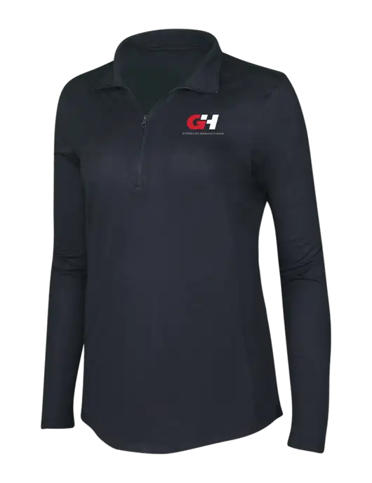 Black Triad Solid Womens Posicharge Tri-Blend Wicking 1/4 Zip Pullover w/G&H Logo