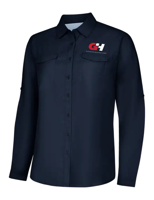Womens Navy Long Sleeve UV Daybreak Shirt w/G&H Logo
