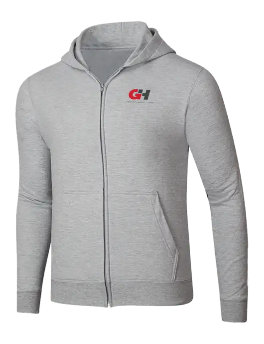 Light Grey Heather 8.5 oz Ring Spun Zip Hooded Sweatshirt w/G&H Logo