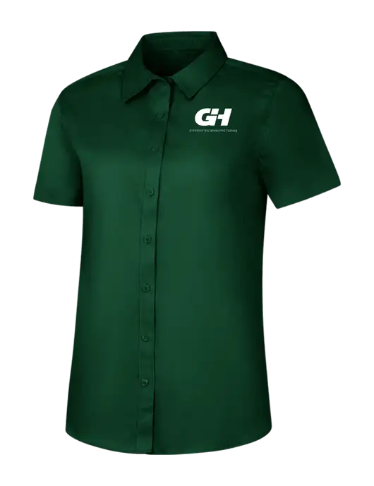 Womens Dark Green Short Sleeve Superpro React Twill Shirt w/G&H Logo