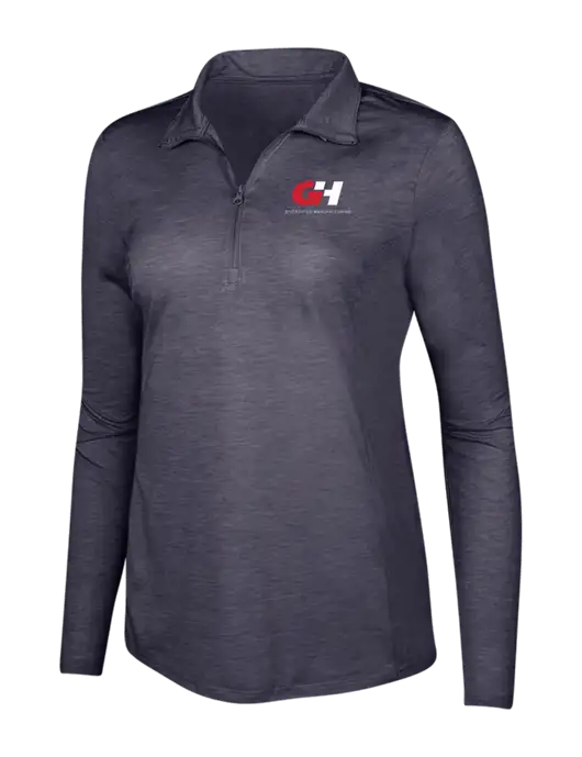True Navy Heather Womens Posicharge Tri-Blend Wicking 1/4 Zip Pullover w/G&H Logo