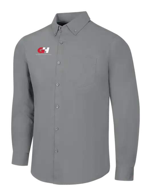 Medium Grey Long Sleeve Carefree Poplin Shirt w/G&H Logo