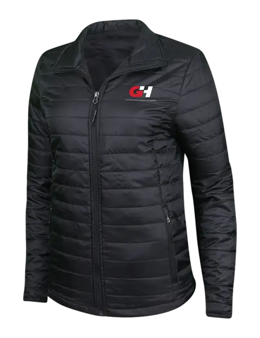 Womens Black Puffy Packable Jacket w/G&H Logo