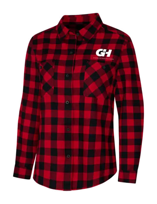 Womens Red/Black Buffalo Check Plaid Flannel Shirt w/G&H Logo