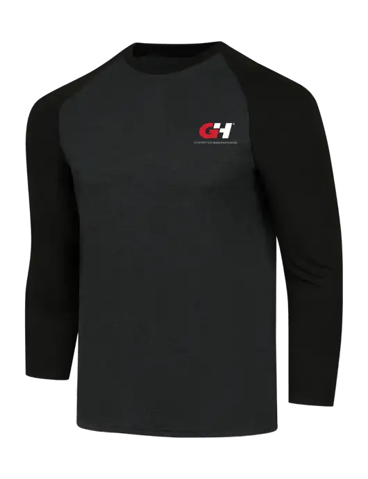 Simply Soft 3/4 Sleeve Black/Black Frost Ring Spun Cotton T-Shirt w/G&H Logo