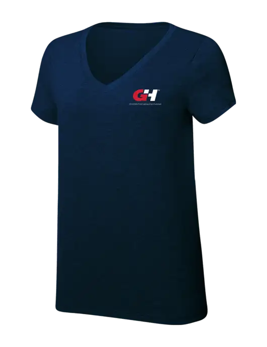 Womens Simply Soft V-Neck New Navy 4.5oz  Poly/Combed Ring Spun Cotton T-Shirt w/G&H Logo
