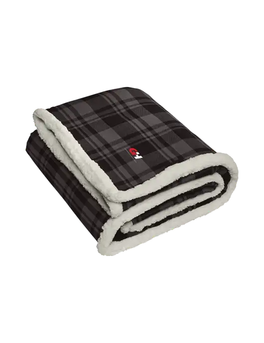 Charcoal/Medium Grey Flannel  Sherpa Blanket w/G&H Logo