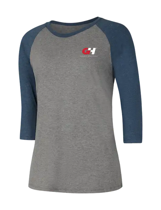 Womens Simply Soft 3/4 Sleeve Navy Frost/Grey Frost Ring Spun Cotton T-Shirt w/G&H Logo