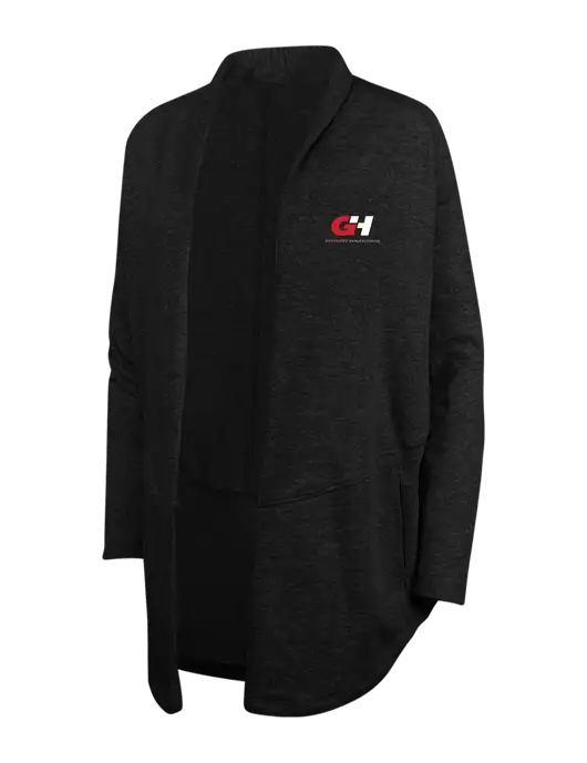 Deep Black/Charcoal Heather Womens Interlock Cardigan w/G&H Logo