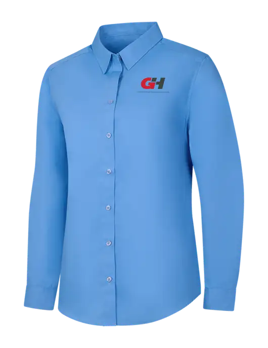 Womens Carolina Blue Long Sleeve Carefree Poplin Shirt w/G&H Logo