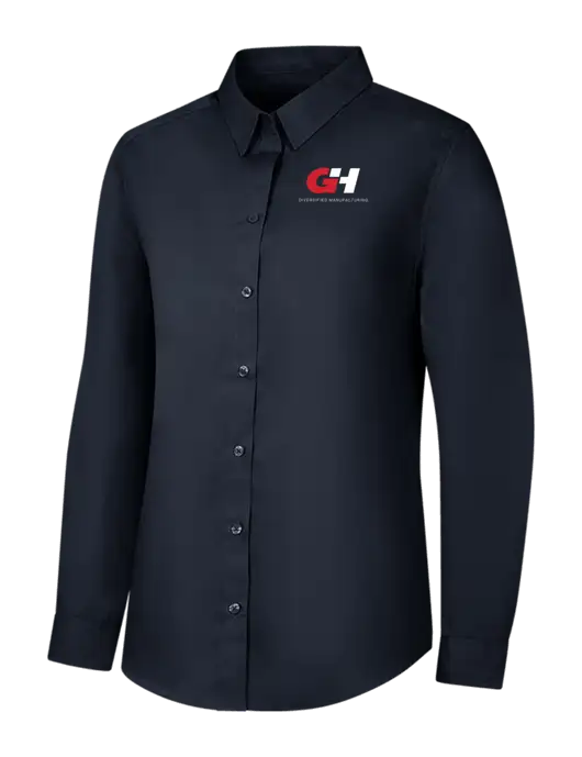 Womens River Blue Navy Long Sleeve Carefree Poplin Shirt w/G&H Logo