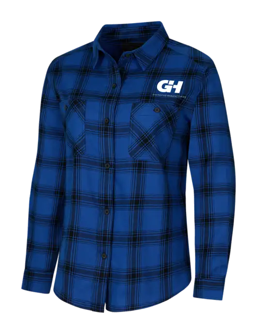 Womens Royal/Black Plaid Flannel Shirt w/G&H Logo