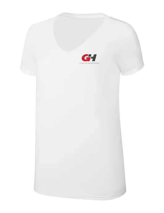 Womens Simply Soft V-Neck White 4.5oz  Poly/Combed Ring Spun Cotton T-Shirt w/G&H Logo