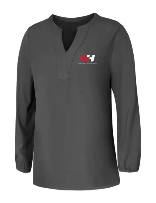 Mercer+Mettle Womens Dark Grey Stretch Crepe 3/4 Sleeve Blouse w/G&H Logo