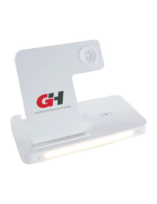 Revive White Bedside Charging Station with Adjustable Light w/G&H Logo