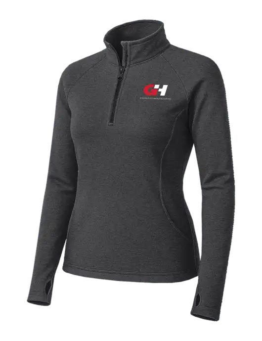 Dark Grey Heather Womens Sport Wick Stretch 1/4 Zip Pullover w/G&H Logo