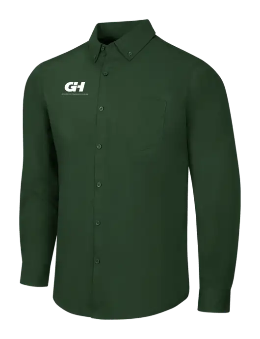 Forest Green Long Sleeve Carefree Poplin Shirt w/G&H Logo
