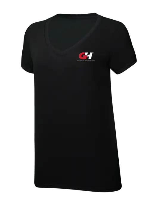 Womens Simply Soft V-Neck Black 4.5oz  Poly/Combed Ring Spun Cotton T-Shirt w/G&H Logo