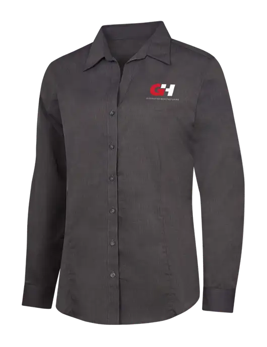 Womens Soft Black Crosshatch Easy Care Shirt w/G&H Logo