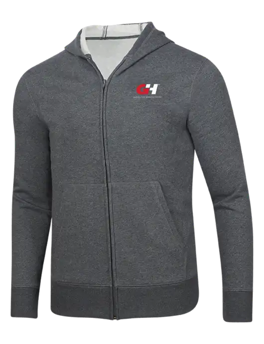 Full-Zip Dark Grey Heather Heavyweight Hooded Sweatshirt w/G&H Logo