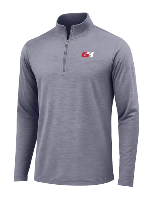 True Navy Heather Posicharge Tri-Blend Wicking 1/4 Zip Pullover w/G&H Logo