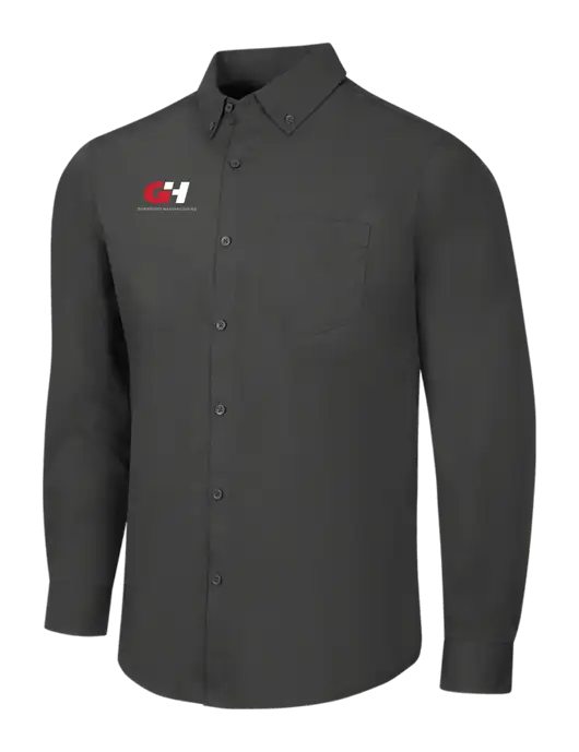 Dark Grey Long Sleeve Carefree Poplin Shirt w/G&H Logo