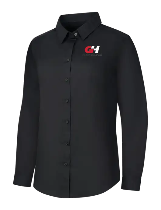 Womens Black Long Sleeve Carefree Poplin Shirt w/G&H Logo