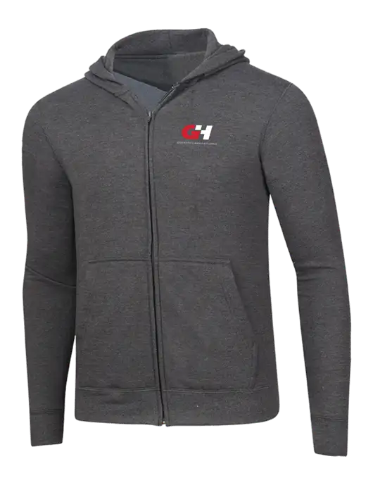 Dark Heather Grey 8.5 oz Ring Spun Zip Hooded Sweatshirt w/G&H Logo