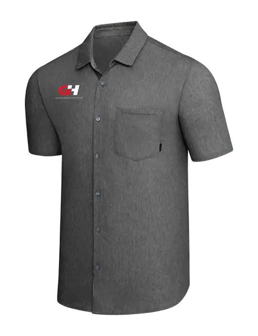 OGIO Dark Grey Heather Extend Short Sleeve Button Up Shirt w/G&H Logo