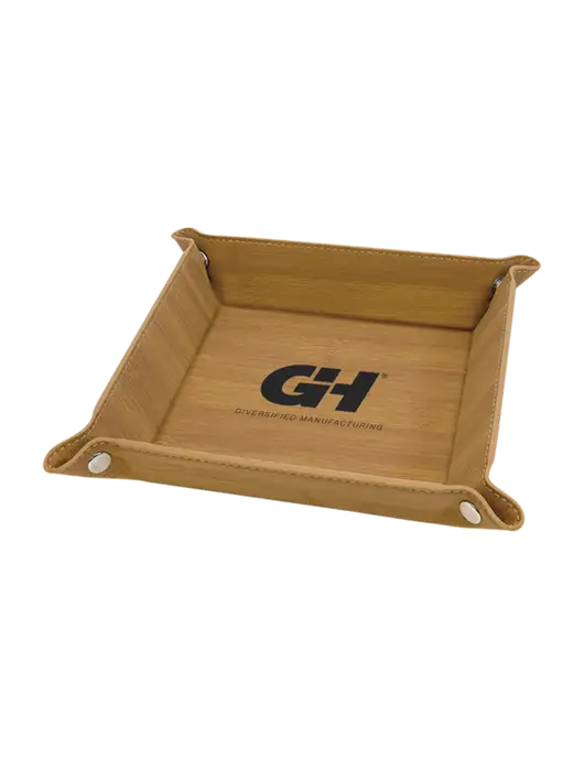 Bamboo Leatherette Valet Tray, 6 x 6 w/G&H Logo