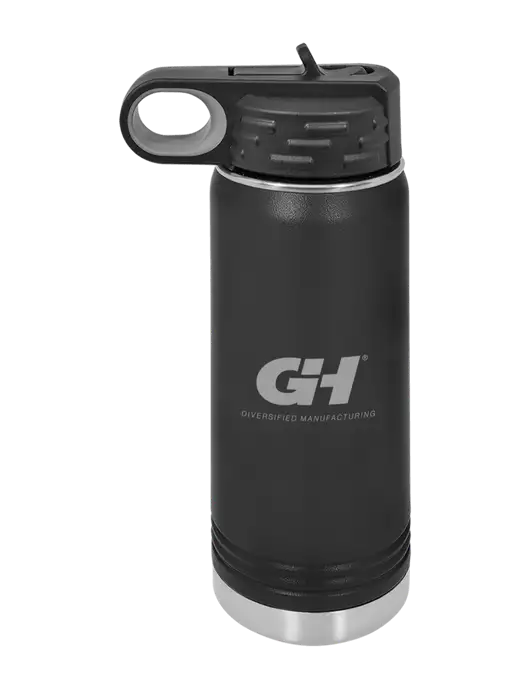 Polar Camel 20 oz Powder Coated Black Vacuum Insulated Water Bottle w/G&H Logo