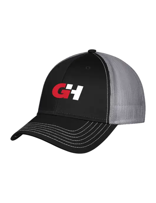 Black/Medium Dark Grey Mesh Trucker Cap Snap Back w/G&H Logo