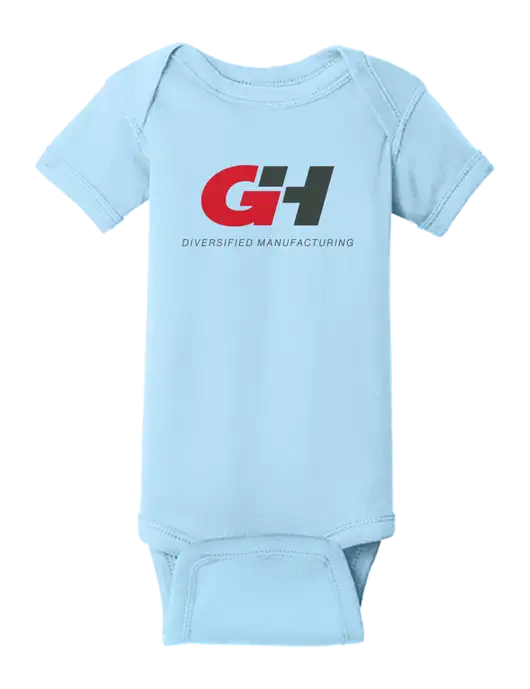 Rabbit Skins Light Blue Infant Short Sleeve Baby Rib Bodysuit w/G&H Logo