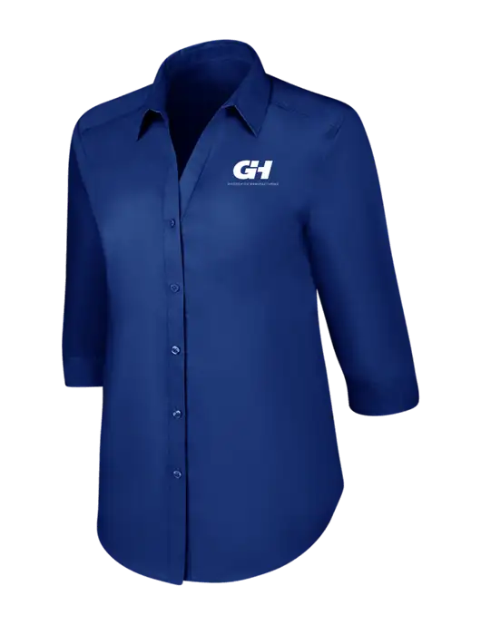 Womens Royal 3/4 Sleeve Carefree Poplin Shirt w/G&H Logo