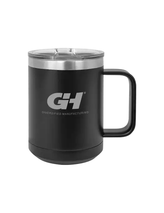 Polar Camel 15 oz Powder Coated Black Vacuum Insulated Mug with Slider Lid w/G&H Logo