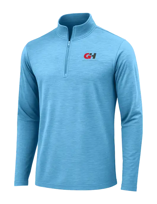 Light Blue Heather Posicharge Tri-Blend Wicking 1/4 Zip Pullover w/G&H Logo